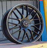 Mercedes Matt Black Machine Lip 20 Inch Aftermarket Staggered Wheels