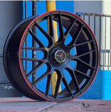Mercedes 20 Inch Aftermarket Black With Red Lip Wheels To Suite A-E-C Class