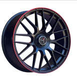 Mercedes 20 Inch Aftermarket Black With Red Lip Wheels To Suite A-E-C Class