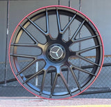 Mercedes 20 Inch Aftermarket Black With Red Lip Wheels To Suite A-E-C Class