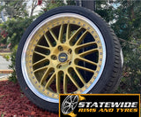 GENUINE 20 INCH SIMMONS OM1 STAGGERED GOLD WHEELS WITH TYRES